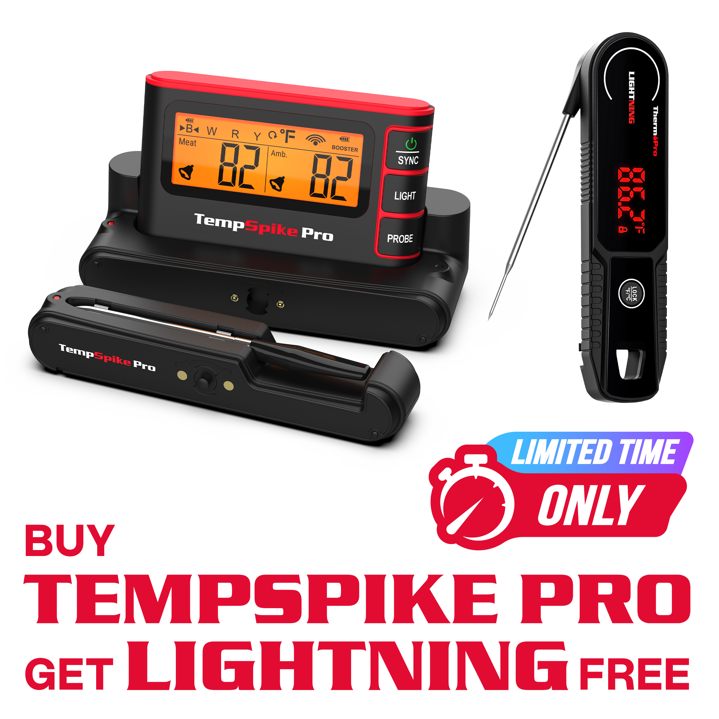 Value Pack: TP980 TempSpike Pro Wi-Fi Meat Thermometer-1 Probe & TP622 Lightning One-Second Instant-Read Meat Thermometer