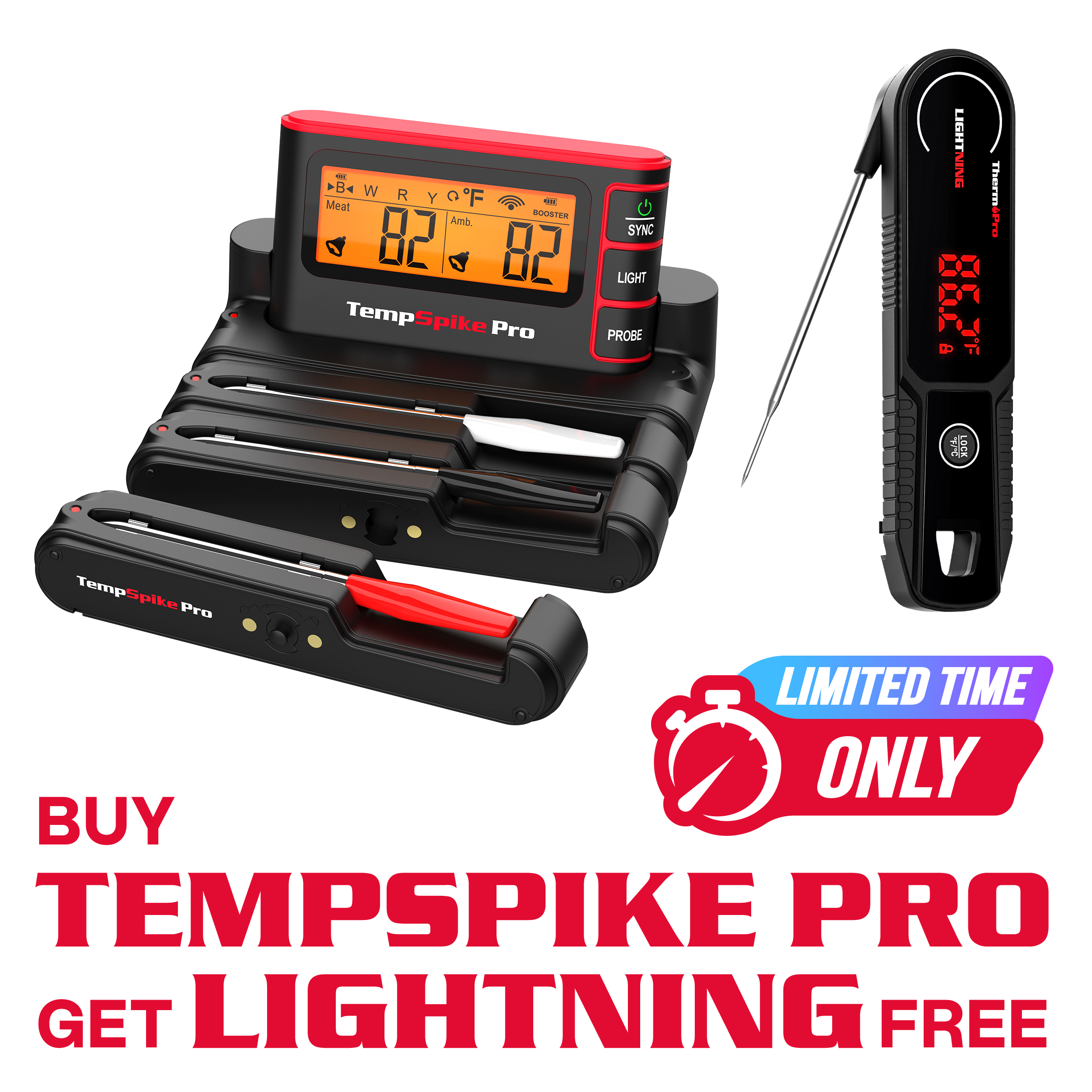 Value Pack: TP980 TempSpike Pro Wi-Fi Meat Thermometer-3 Probes & TP622 Lightning One-Second Instant-Read Meat Thermometer