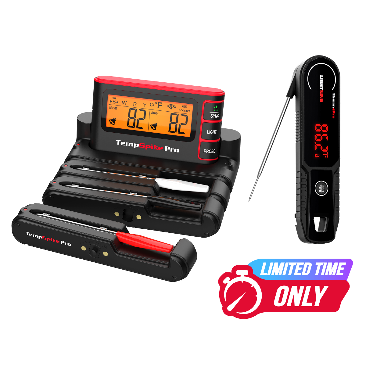 Value Pack: TP980 TempSpike Pro Wi-Fi Meat Thermometer-3 Probes & TP622 Lightning One-Second Instant-Read Meat Thermometer