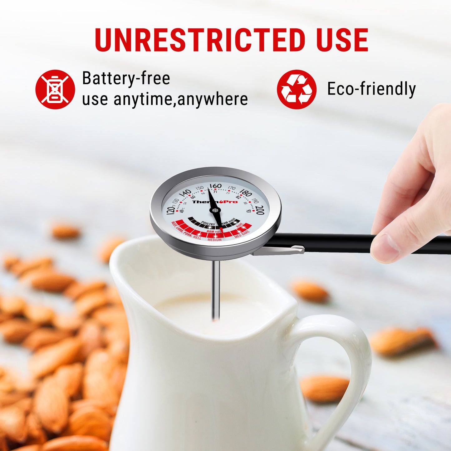 Thermomètre à viande à lecture instantanée ThermoPro APT200-12A avec sonde en acier inoxydable de 5,1 pouces