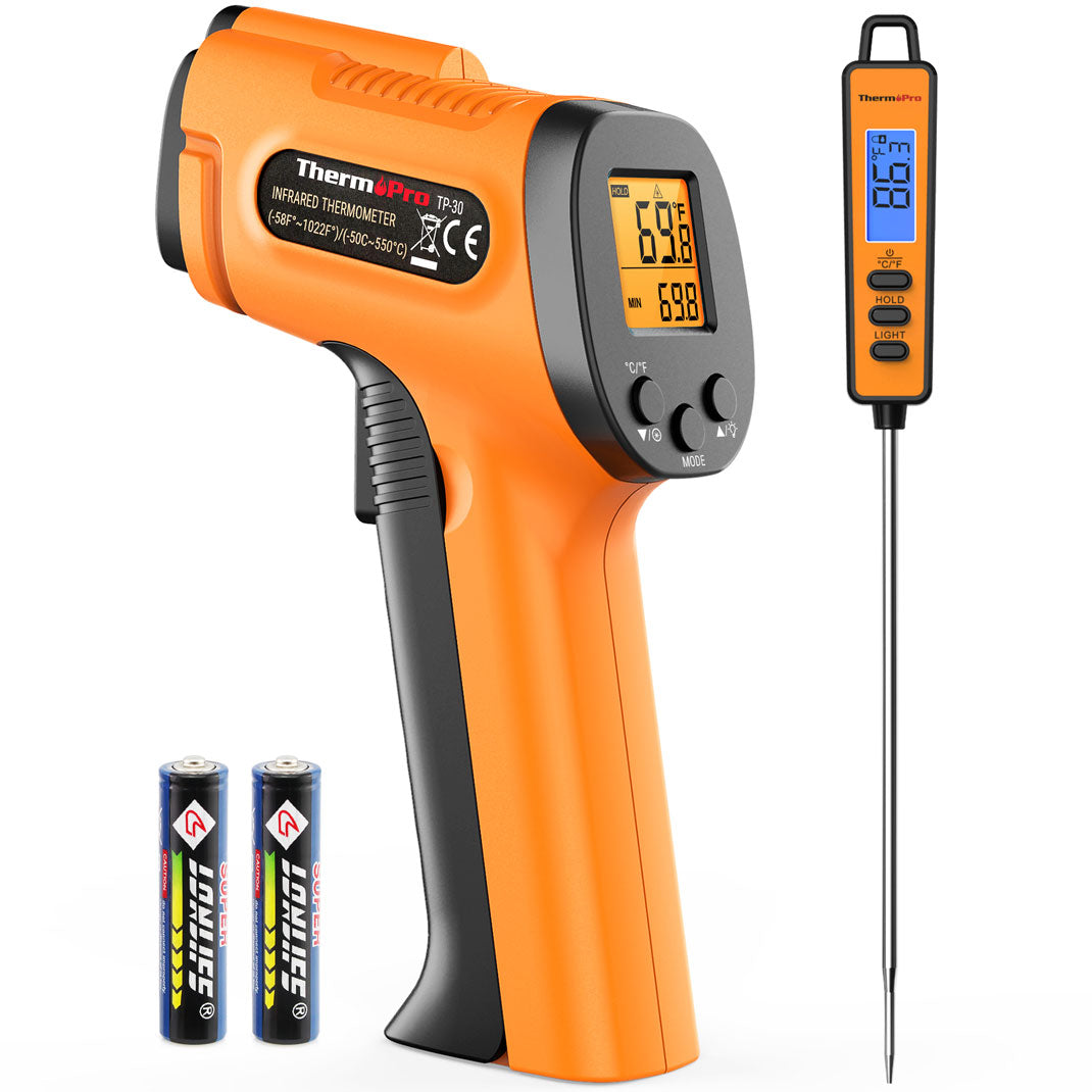 Pack économique : thermomètre infrarouge TP30 et thermomètre à viande à lecture instantanée TP01S