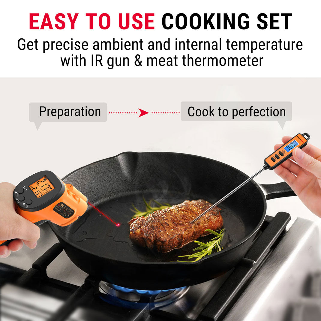 Pack économique : thermomètre infrarouge TP30 et thermomètre à viande à lecture instantanée TP01S