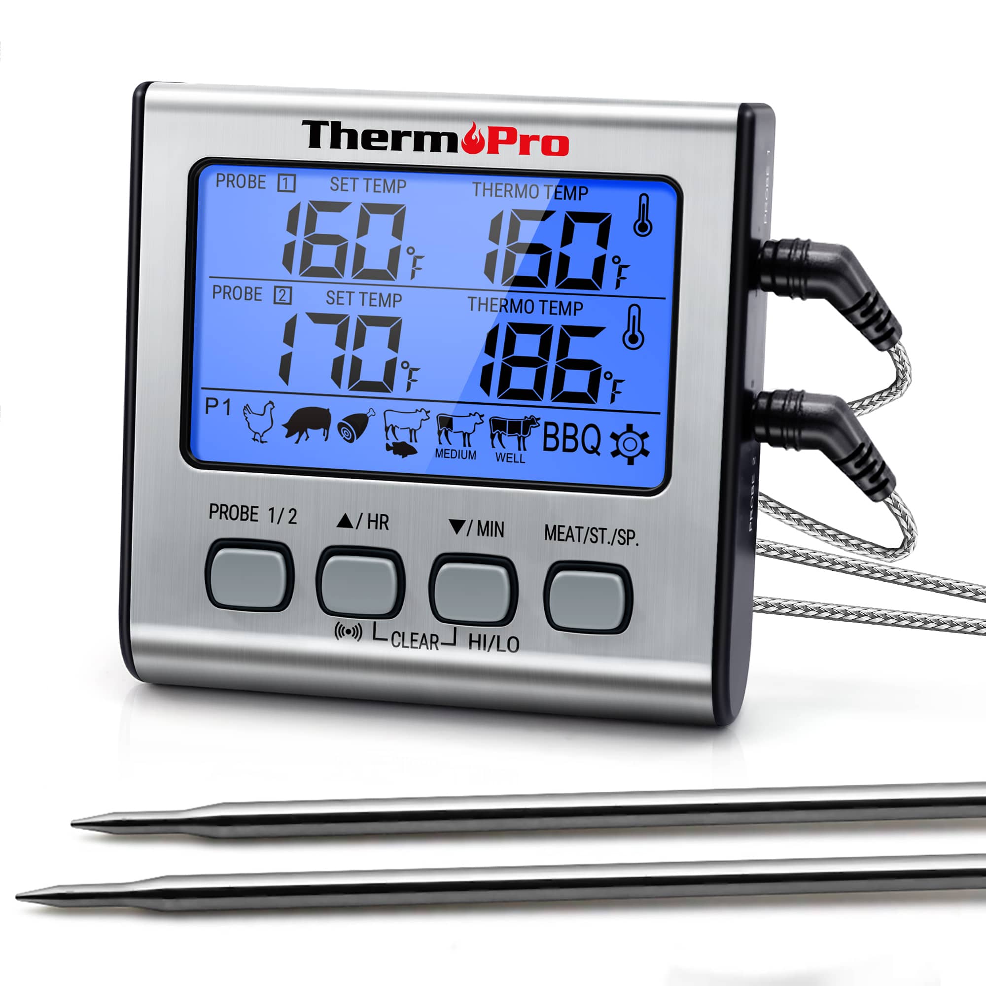 Wireless Digital LCD Remote Cooking Food BBQ Barbecue Temp Alarm Thermometer