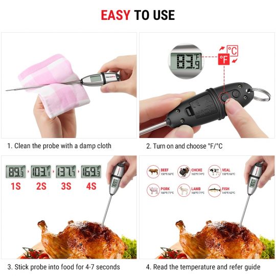 TP02S Instant Read&TP17 Digital Meat Cooking Thermometer 2 Probe BBQ Food Smoker 