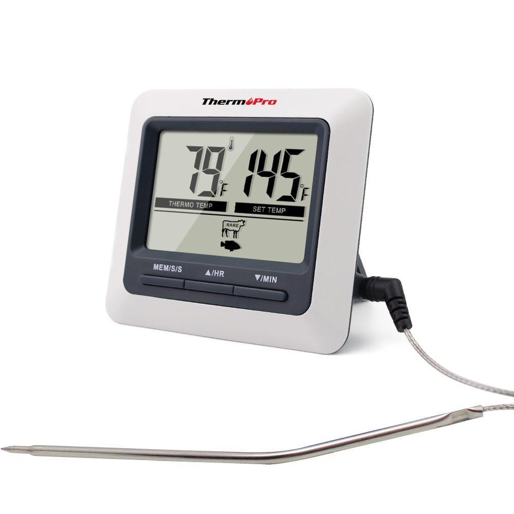 ThermoPro TP-04 Thermometer Front View Probe Cord Attached