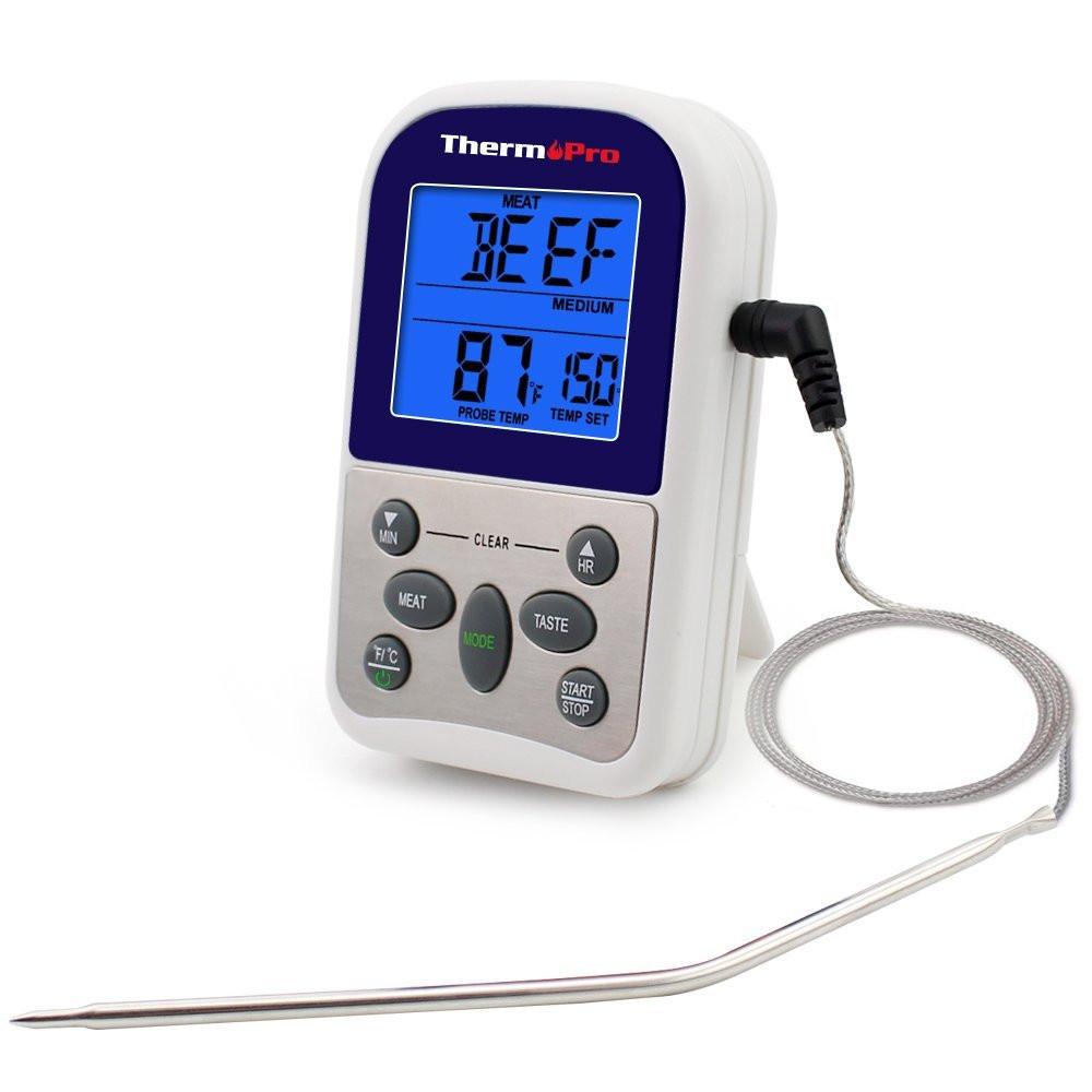 ThermoPro TP 10 Thermometer Front View Probe Cord Attached