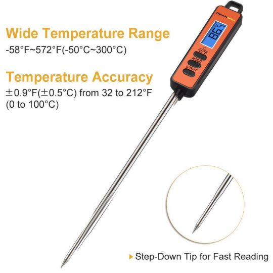 ThermoPro TP01A Instant Read Thermometer - Features Labelled