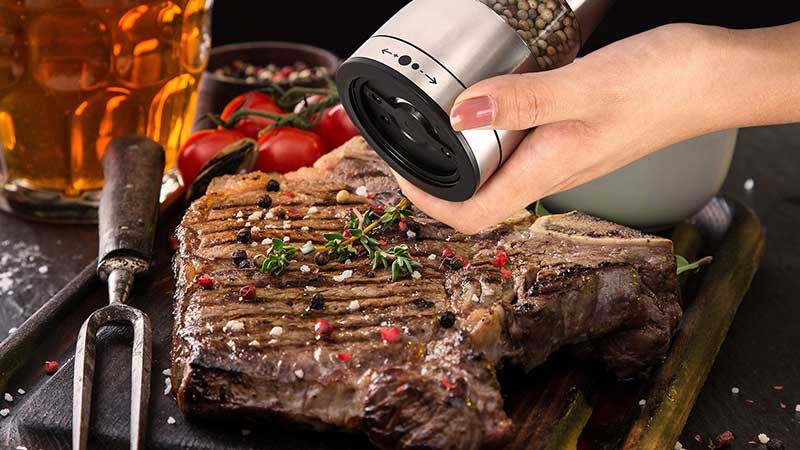 add seasoning on the steak