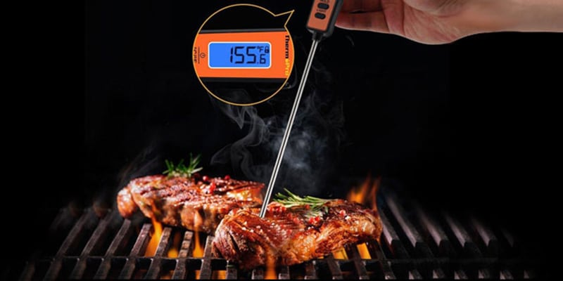 use thermopro to check the steak temperature