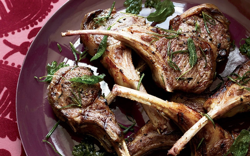 grilled lamb chops with fresh rosemary