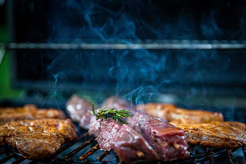 grilled meat with herbs