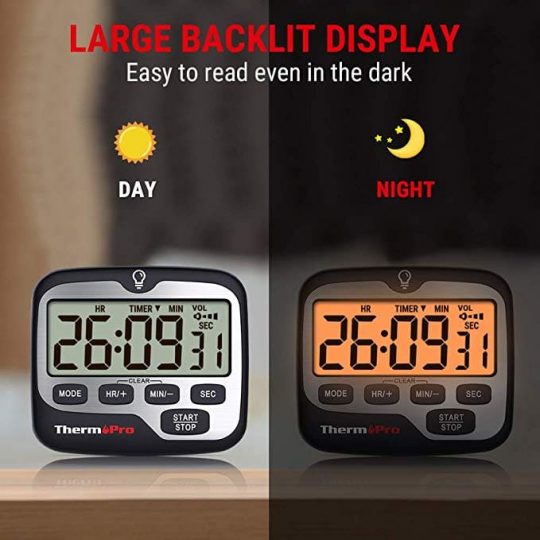 ThermoPro TM01 Digital Kitchen Timer large Backlit Display