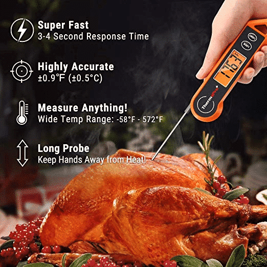 Waterproof SuperFast C/F BBQ Digital Meat Thermometer Instant Read Foldable