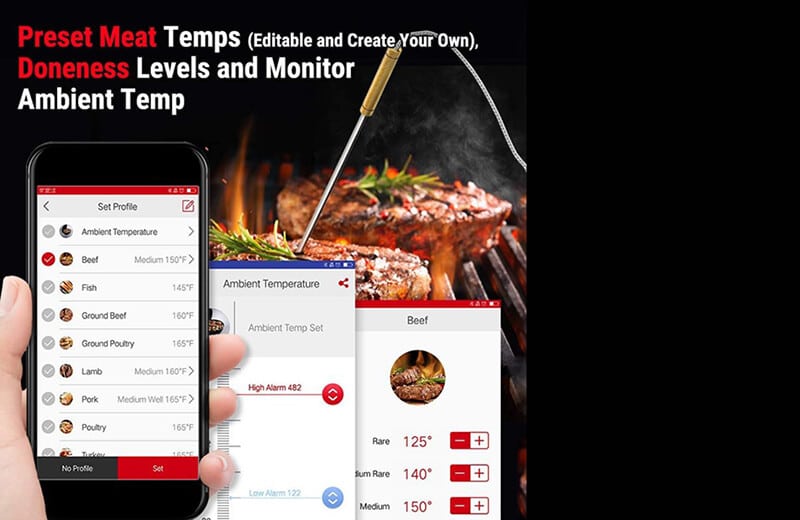 ThermoPro TP25 Bluetooth Meat Thermometer Temperature Preset
