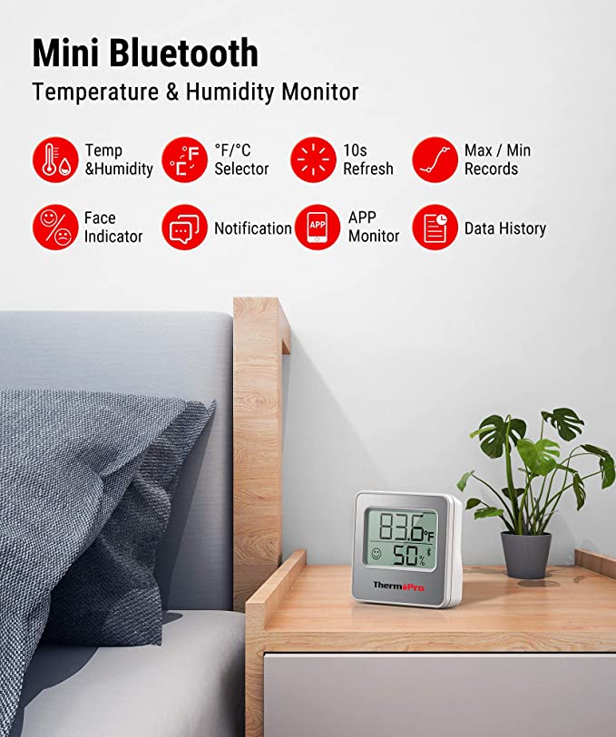 Details about   20&35M_Mini Indoor Bluetooth Digital Thermometer Hygrometer Temperature Humidity 