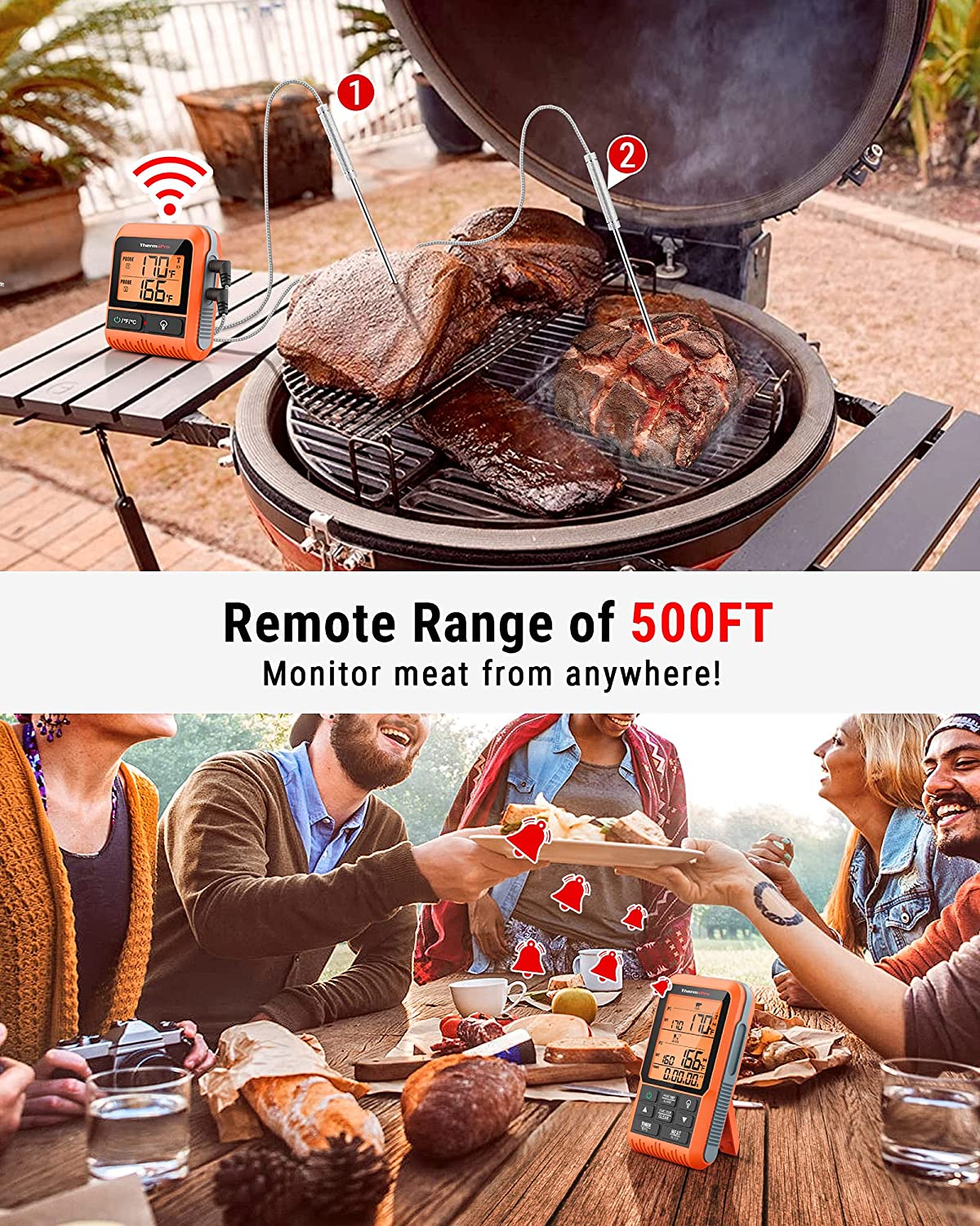 BBQ Oven Meat It Wireless Thermometer and Cooking Sensor Meat Probe for Grill 