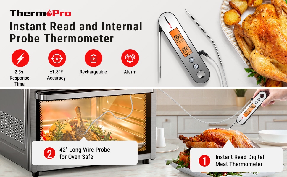 TP610 instant read and internal probe thermometer