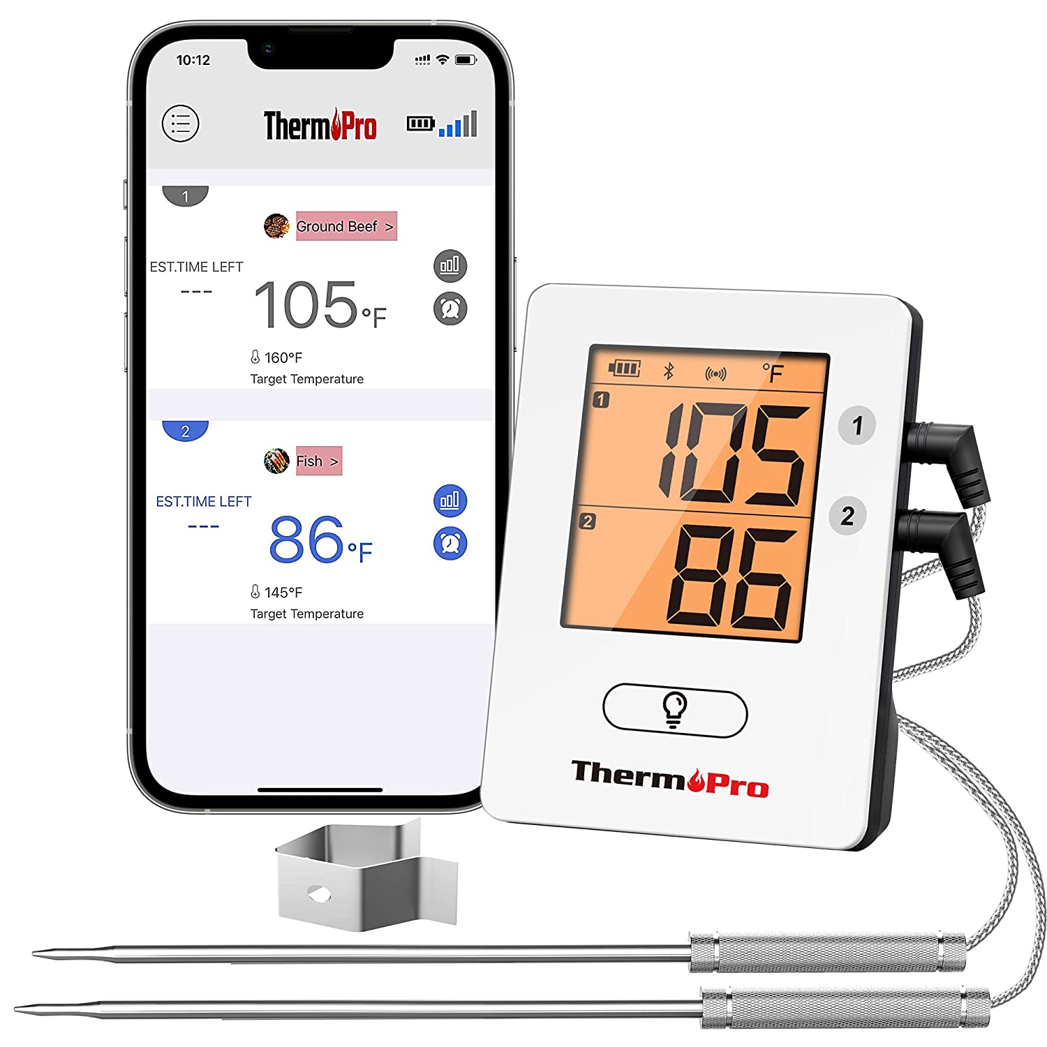 ThermoPro Wireless Meat Thermometer of 650FT for Smoker Oven, Bluetooth  Grill Thermometer with Dual Probes, Smart Rechargeable BBQ thermometer for