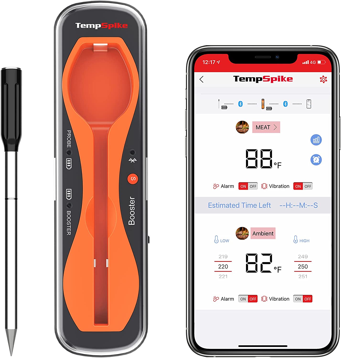Wireless Meat Thermometer,IP67 Waterproof Meat Probe,200FT Digital