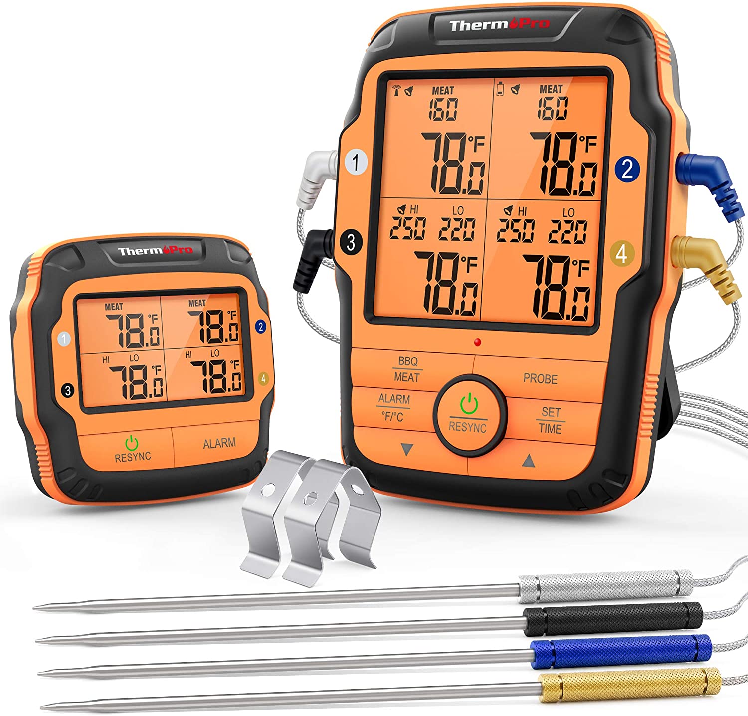 ThermoPro TP25 150M Wireless Smart Bluetooth-Connected Kitchen Cooking Meat  Thermometer 4 Probes BBQ Oven Digital Thermometer