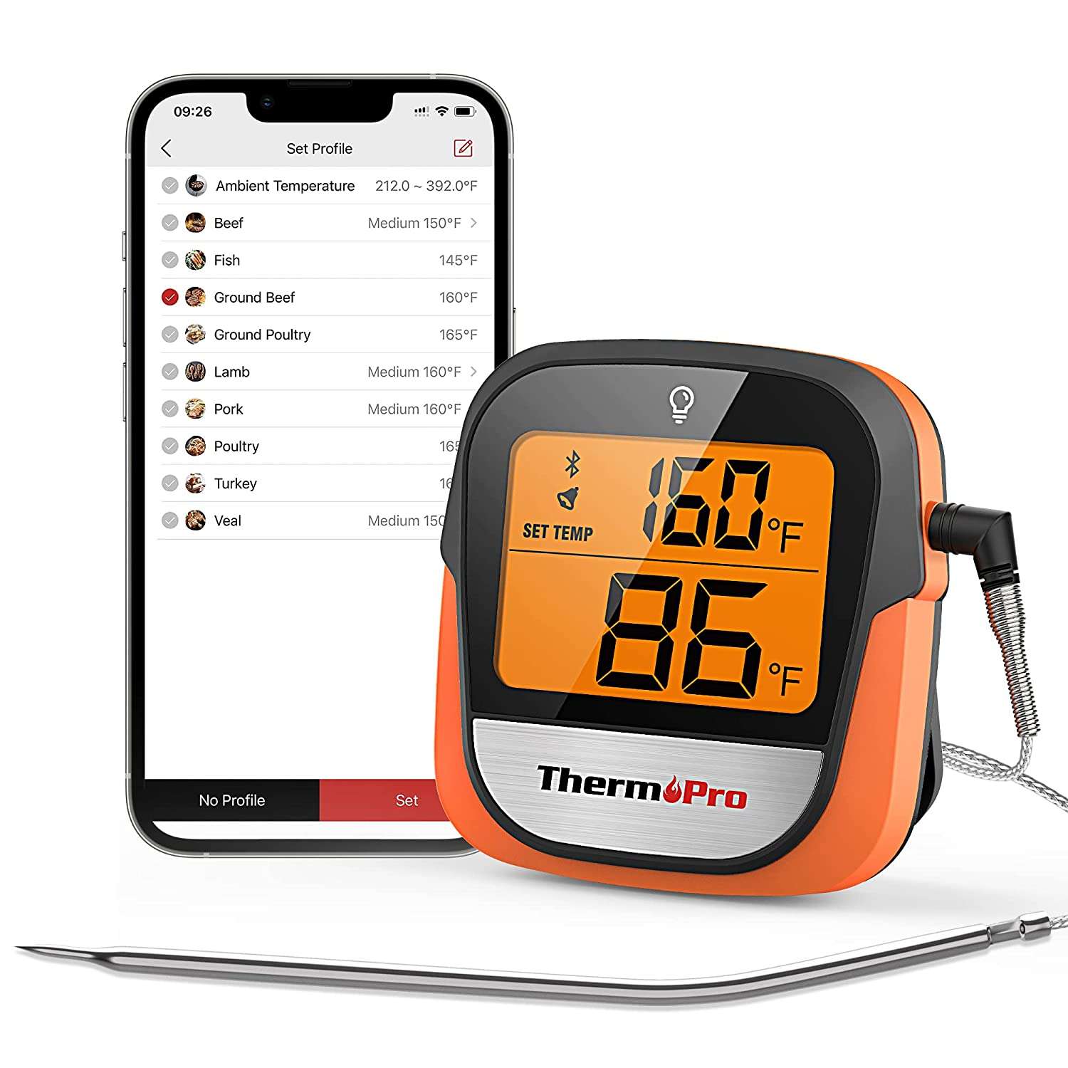 ThermoPro TP960 Wireless 150M Bluetooth-connected Phone APP