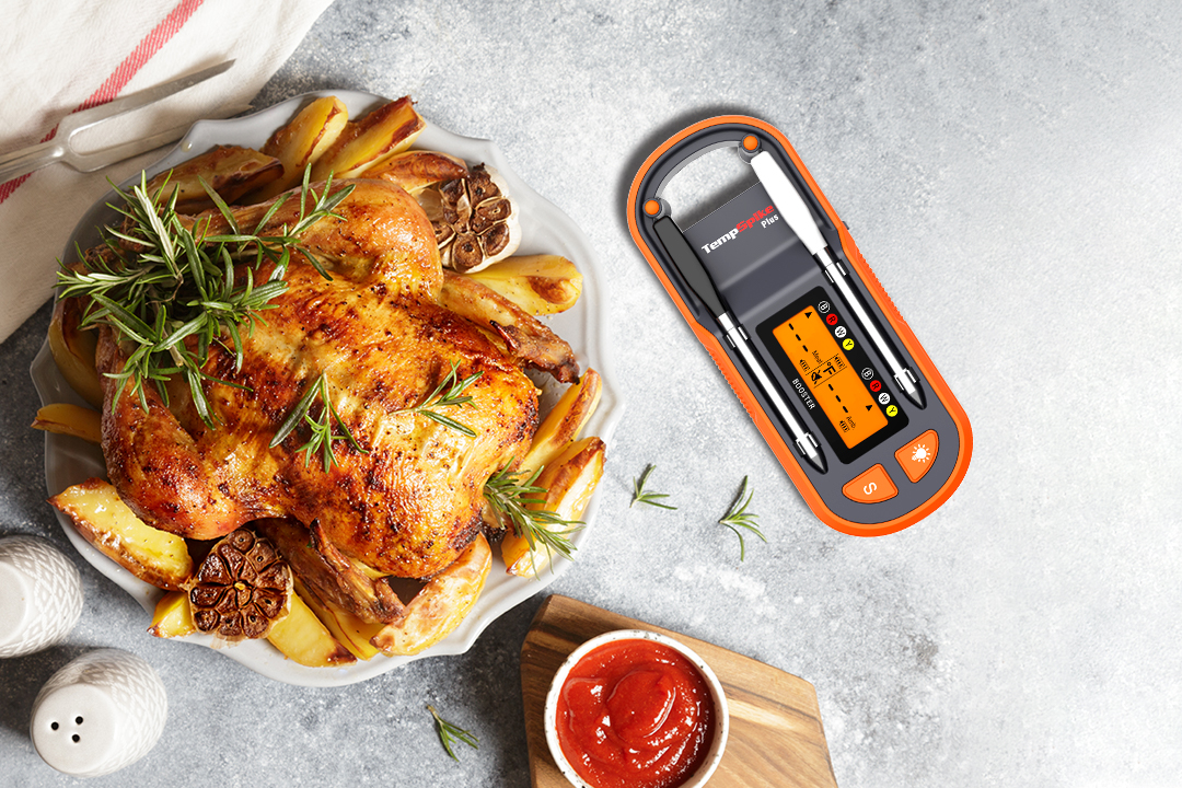 put meat thermometer in chicken