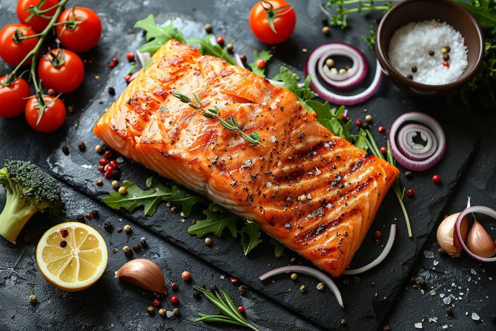 fried salmon steak